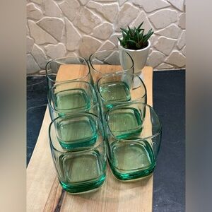 LIBBEY | Set of 6 | Vintage Mid-Century Modern Carrington Green Lowball Glasses